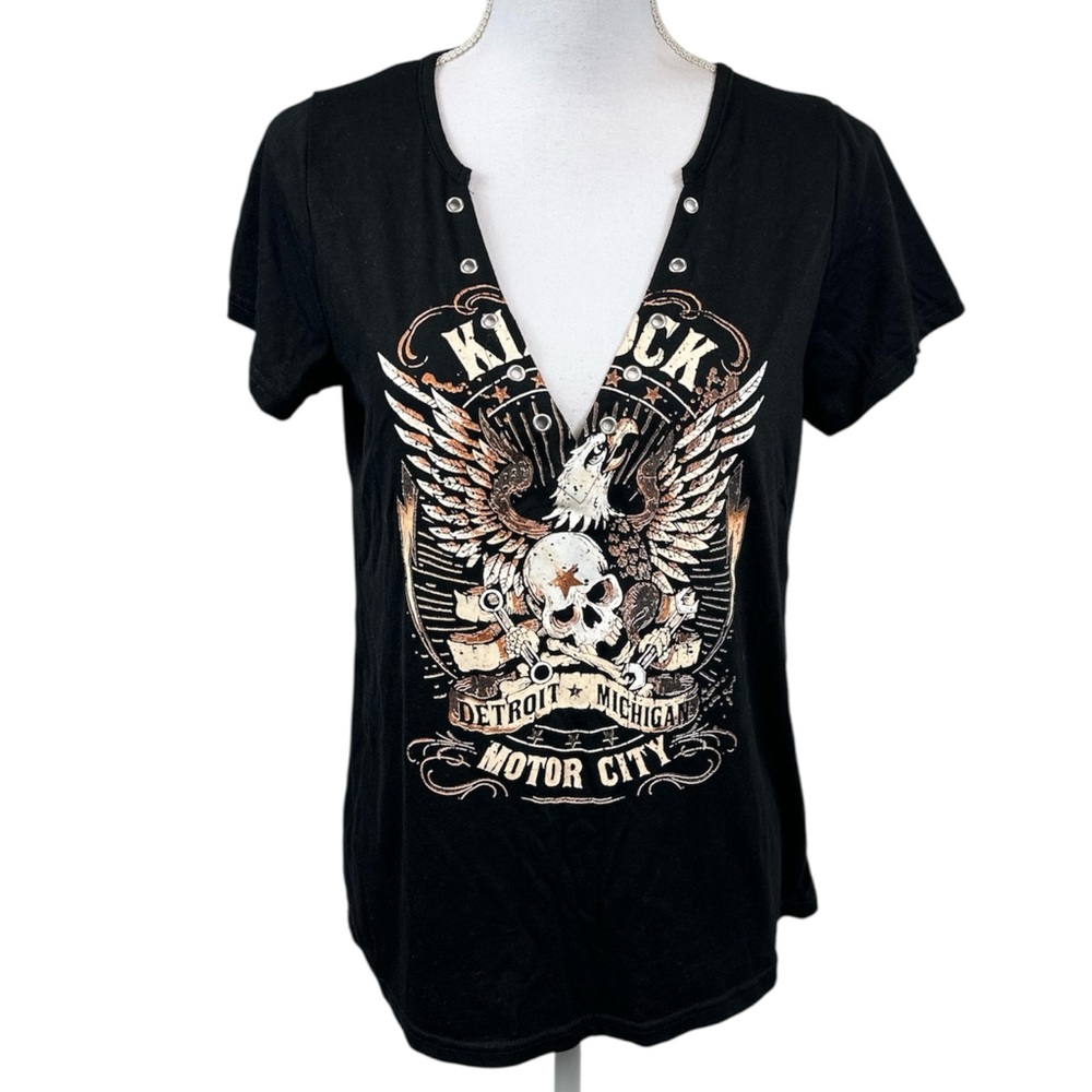 Motor City Detroit Michigan Rock N Roll Graphic Grunge Shirt Black Size Small